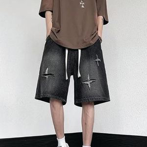 Short vintage personnalisé vieilli étoile délavée à l'acide pour hommes femmes décontracté 100% short en molleton de coton à taille élastique avec cordon de serrage - Product Image 3