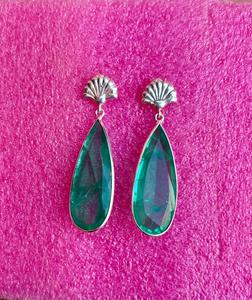 Pendiente de esmeralda de Plata de Ley 925 para mujer, hermoso pendiente de piedra verde oscuro. - Product Image 2