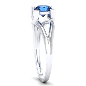 REYES Prix de gros 925 Sterling Silver VVS Moissanite Fine Rings for Women Round Cut 0.84Ct Blue Sapphire Gemstone Rings - Product Image 3