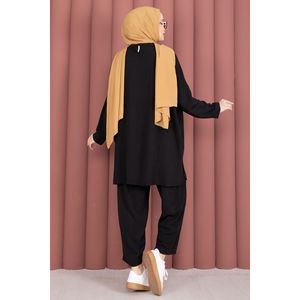 Conjunto de Traje Casual de Verano para Mujer con Detalle de Emblema en Color Negro - Product Image 6