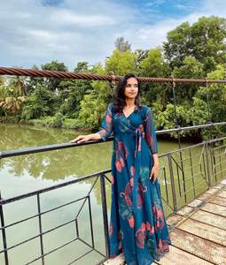 ชุดผ้าจอร์เจีย angharkha ยาวถึงพื้นสวยงามคุณภาพระดับพรีเมี่ยมพิมพ์ลายดิจิตอลสำหรับฤดูร้อน - Product Image 2