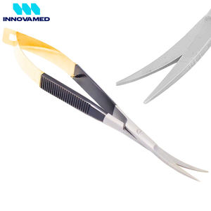 Ciseaux à ressort micro-courbés noirs et dorés en acier inoxydable, outil de précision pour la broderie, la couture et les soins des ongles - Product Image 2