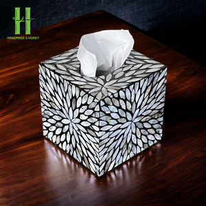 Fabriqué à la main en os naturel incrustation vadrouille carré porte-boîte à mouchoirs élégant luxe serviette couverture pour salon bureau hôtel salle de bain - Product Image 5