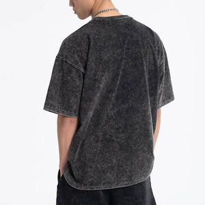 Camiseta de lavado ácido de peso pesado de alta calidad para hombres personalizable en blanco 100% algodón de gran tamaño Logo manga corta de punto - Product Image 4