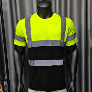 Camiseta de correr de seguridad de trabajo de seguridad de alta visibilidad personalizada, camisetas reflectantes de Color fluorescente transpirables de verano con bolsillo - Product Image 1
