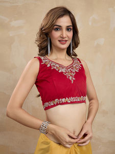 Trendmalls Sari de soirée pour femme en organza brodé, pièce de chemisier non cousue, coupe classique, toutes saisons, occasions de mariage - Product Image 5