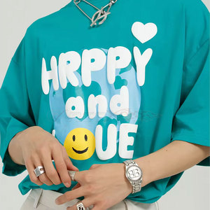 เสื้อยืดลำลองสำหรับผู้ชาย, ผ้าฝ้าย100% ระบายอากาศสไตล์สตรีททรงหลวมใส่สบายในชีวิตประจำวัน - Product Image 5