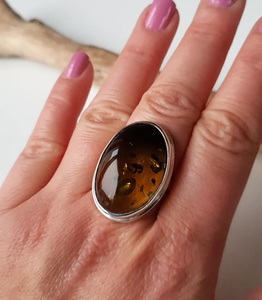 Bague en argent Sterling 925 faite à la main, style classique, cadeau d'anniversaire, ambre baltique naturel, pierres précieuses, lunette de bijoux pour - Product Image 2