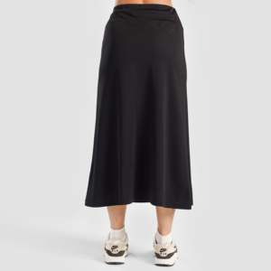 Sleek Slip Satin <b>Skirt</b> Black XS Empire Waistline Wrap Pencil Styles with Print Decoration Soft & Breathable Spandex Material - Product Image 3