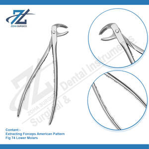 Fórceps de extracción Patrón americano Fig 74 Molares inferiores Alemán Alta calidad Starnderd Conjunto de instrumentos quirúrgicos dentales Pakistán - Product Image 3