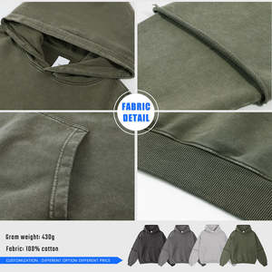 Durable 300 GSM Brodé Uni Teint Hoodies Élégant Unisexe Surdimensionné Coton Sweatshirts Confortable Chaud Casual Wear Factory - Product Image 6