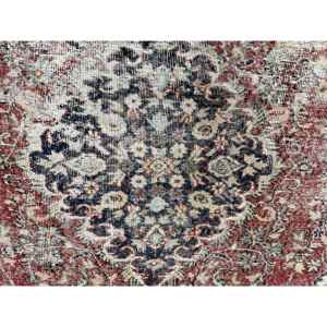 Alfombra Turca Vintage de 5.3x8.9 pies (163x270 cm), Alfombra Roja con Puntos Azules - Product Image 5