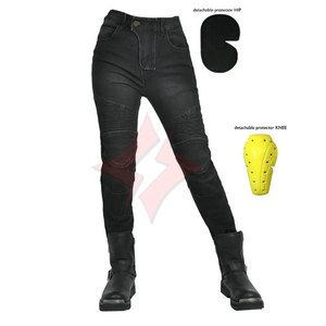 Nouveau jean de moto pour femme Protecteurs en silicone améliorés Pantalon de moto détachable élégant Racing Street Riding & Touring Biker - Product Image 1