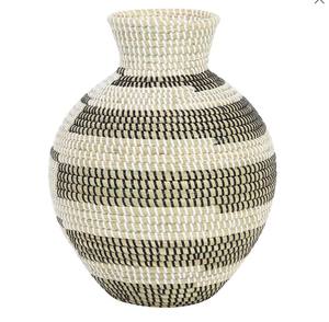 Venta al por mayor moderno bohemio Seagrass florero en espiral artículo caliente Decoración de mesa con patrón de línea horizontal - Product Image 1