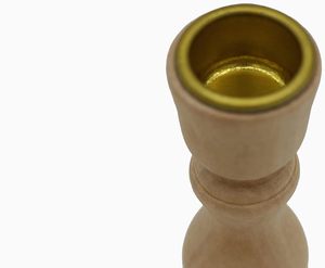 Chandeliers en bois inachevé de 4 pouces de haut avec centre de tasse de bougeoir en métal-Lot de 6 piliers votifs de méditation en gros - Product Image 5