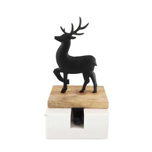 Reindeer Figure Wholesale Bulk Matt Black Elegant Iron Metal Designer Home Use <b>Stocking</b> Holder Classic Style Manufacturer 2023 - Product Image 1