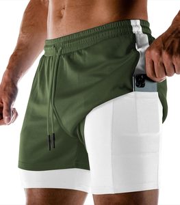 7 pouces entrejambe Double couche maille Shorts respirant séchage rapide haute qualité Compression doublure téléphone poche 2 en 1 Shorts pour hommes - Product Image 1