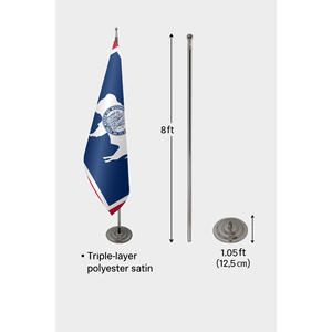 Drapeau d'intérieur personnalisé du Wyoming 3x5 pieds imprimé numériquement sur nylon avec mât en aluminium et logo personnalisé - Product Image 6