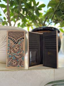 Cartera larga RFID de nuevo diseñador para hombre, estilo occidental turquesa, cuero tallado a mano, gran oferta, soporte para efectivo a la moda, regalo de nailon - Product Image 2