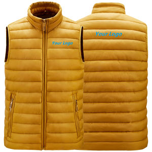New Custom Logo Quilted Sleeveless Jacket Puffy Zip-up Bubble Thick Winter Warm <b>Waistcoat</b> Hooded 100% Polyester Men's Vest OEM - Product Image 2