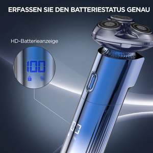 Mini Afeitadora Eléctrica Azul para Hombre con Cabezales Magnéticos de Triple Cuchilla, Afeitado en Seco y Húmedo, Bloqueo de Viaje, Resistente al Agua IPX7, Fuente de Alimentación USB - Product Image 3