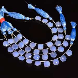 Cuentas de piedras preciosas con forma de hexágono facetado de Calcedonia azul Natural, cuentas de Calcedonia azul sueltas de 10x11mm para la fabricación de joyas, precio a granel - Product Image 5