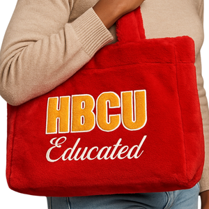 HBCU Educated Bright Red Fur Tote Bag Fuzzy Purse Plush Chenille Embroidery Greek Sorority Divine Nine <b>Gift</b> Custom Logo Handbag - Product Image 5