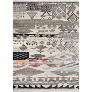 Tapis Manchaha en laine et soie de bambou noué à la main, motif géométrique, rectangulaire, pour couloir, salon d'adolescents, modèle Les-2612 - Product Image 1