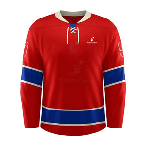 Ropa deportiva de tela de malla transpirable con impresión de logotipo de equipo sublimada MOQ bajo Jersey de hockey sobre hielo - Product Image 1