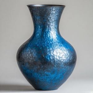 Vase bleu mat VintageTide dans un vase de sol de style méditerranéen antique Design en relief floral Décoration d'intérieur Déclaration d'accent - Product Image 1