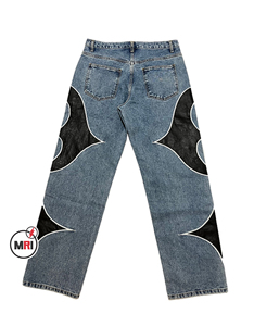 กางเกงวินเทจพิมพ์ลายสำหรับผู้ชายสไตล์บานตรงระบายอากาศได้น้ำหนักเบาวัสดุยืดได้กันลม - Product Image 2