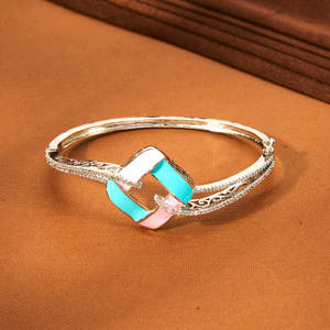 Cubic Zirconia Classic Meenakari Kada con chapado en rodio Exportador de joyería de moda en la India - Product Image 1