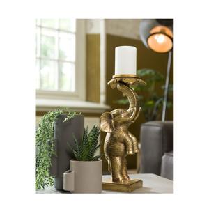 Soporte de vela de centro de mesa de diseño clásico Soporte de vela de elefante de metal dorado de calidad superior Soporte de vela a precio asequible - Product Image 1