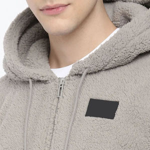 Sweat à capuche en polaire Sherpa pour hommes entièrement fait sur mesure pour l'hiver-Col à capuche populaire en tissu de flanelle tricoté solide avec teinture unie - Product Image 6