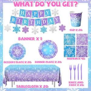 Vajilla Desechable para Fiesta <span class=keywords><strong>Frozen</strong></span>, Pancarta <span class=keywords><strong>de</strong></span> Fiesta Azul con Copos <span class=keywords><strong>de</strong></span> Nieve y País <span class=keywords><strong>de</strong></span> las Maravillas Invernal para Decoraciones <span class=keywords><strong>de</strong></span> Fiesta <span class=keywords><strong>de</strong></span> Navidad y Cumpleaños <span class=keywords><strong>de</strong></span> Invierno - Product Image 4