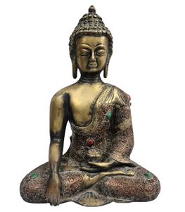 Vente en gros de statue de bouddha antique fabriquée à la main bouddhisme tibétain idole spirituelle métal artisanat laiton décor à la maison - Product Image 6