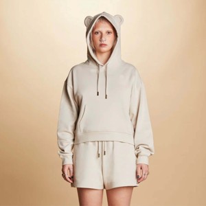 Sudadera con capucha clásica con orejas de oso para mujer, ropa informal acogedora Adorable, ropa de descanso de estilo callejero con orejas de oso bonitas, Sudadera con capucha Natural - Product Image 5