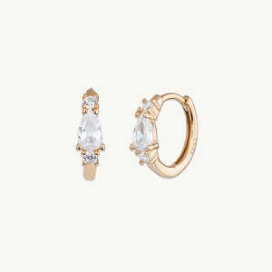 Boucles d'oreilles sophistiquées en argent sterling 925 en forme de larme Moissanite Huggie pour femmes et filles Collection élégante de fantaisie - Product Image 2