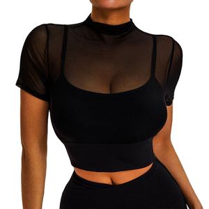 Camiseta de Yoga Cloud Hide Blue para Mujer, Top Corto Deportivo de Verano para Gimnasio, Blusa de Manga Corta Sexy para Correr, Camisetas de Entrenamiento - Product Image 5