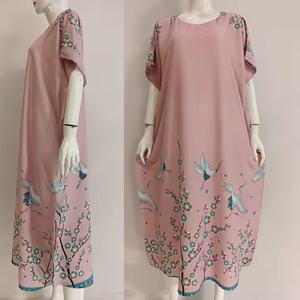 Robe caftan à taille élastique de haute qualité Style modeste doux et confortable avec motif attrayant Prix économique pour se détendre - Product Image 2
