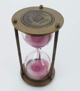 Reloj de arena magnético de cristal con base de metal latón redondo para decoración de casas de India - Product Image 4