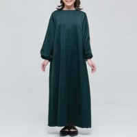 Abaya Dubaï Turquie, belle robe islamique modeste vintage droite en soie naturelle 100% chiffon, écologique, maxi robe à manches longues, unie