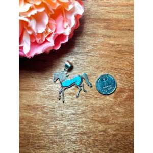 Navajo <b>Crafted</b> Kingman Turquoise & Sterling Silver Pendant Fine Jewelry Charms - Product Image 2