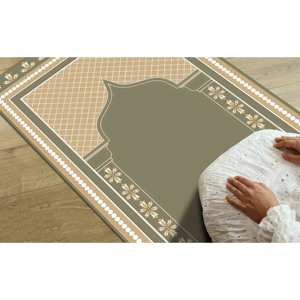 Alfombra de Oración Verde: Elegante Regalo Musulmán, Diseño Decorativo, Alfombra Estampada, con Pelo Suave - Product Image 2
