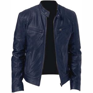 Nouveau 2025 vente en gros automne hiver hommes décontracté fermeture éclair sur mesure veste en cuir moto veste - Product Image 4