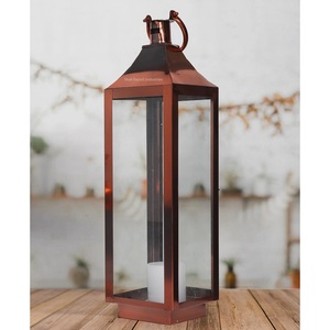 High Quality Metal & Glass Candle <b>Lanterns</b> <b>Copper</b> Finished for Home And Christmas Decoration Tabletop <b>Lanterns</b> - Product Image 1
