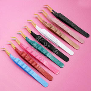 Pinzas de extensión de pestañas de volumen de etiqueta privada, pinzas de 45 grados, pinzas de pestañas de punta de fibra para aislamiento, pinzas aplicadoras de pestañas - Product Image 2