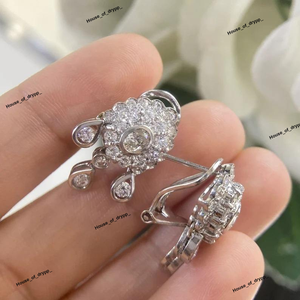 ต่างหูเงินประดับเพชรโมอิสซาไนต์ทรงดอกไม้ ดีไซน์วงแหวนประกายระยิบระยับ หรูหรา เหมาะสำหรับเป็นของขวัญสำหรับผู้หญิง - Product Image 4