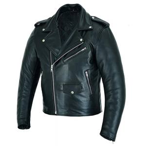 Veste en cuir de style motard Cafe Racer en cuir Napa de mouton véritable doux fini et teint uni - Product Image 2
