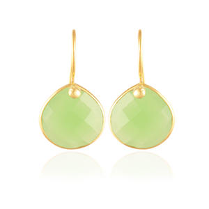 Charm coussin en calcédoine verte Pendentif en pierre précieuse à facettes minuscule en lunette plaquée or pour breloques de boucles d'oreilles faites à la main et fabrication de bijoux - Product Image 2